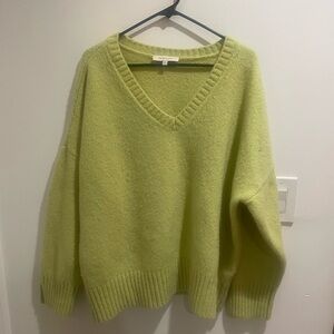 Favorite Daughter Soft Lime V-Neck Sweater
